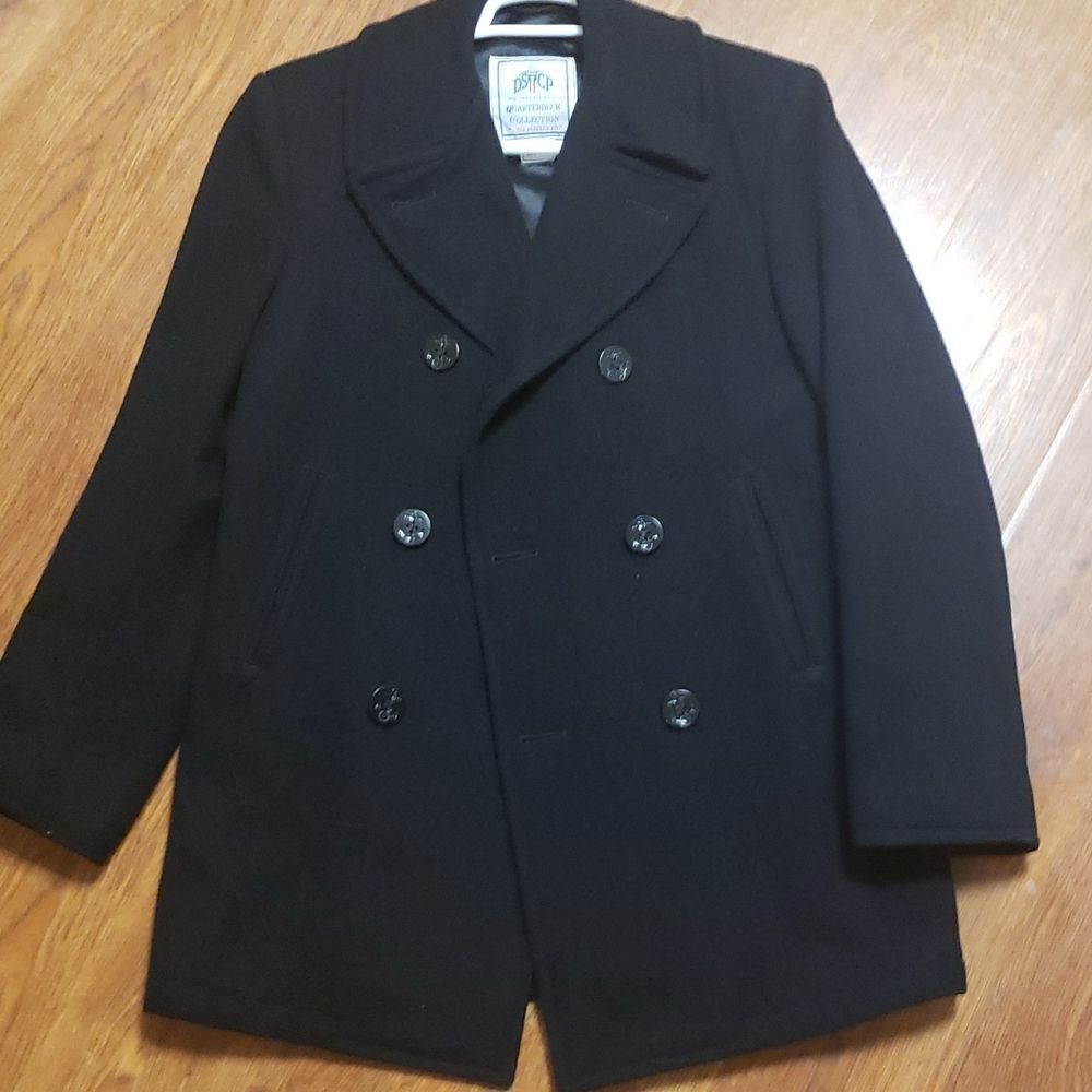 Military Navy Peacoat Dark Blue/ Black